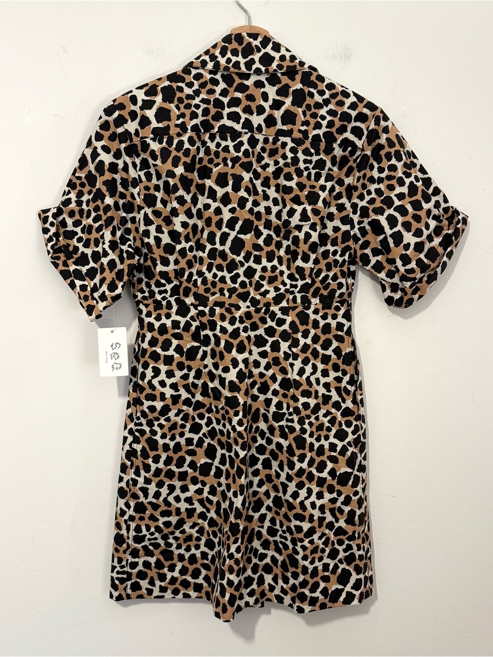 NWT SEA New York Apollo Shirt Dress Natural Leopard Print Women’s Size 2 - Picture 7 of 8